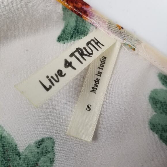 Live 4 Truth Kimono Red Green White Floral Sheer Tie Waist Robe Cover Up  Small - Picture 4 of 4